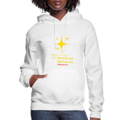 Women's Hoodie wheres your oil - white