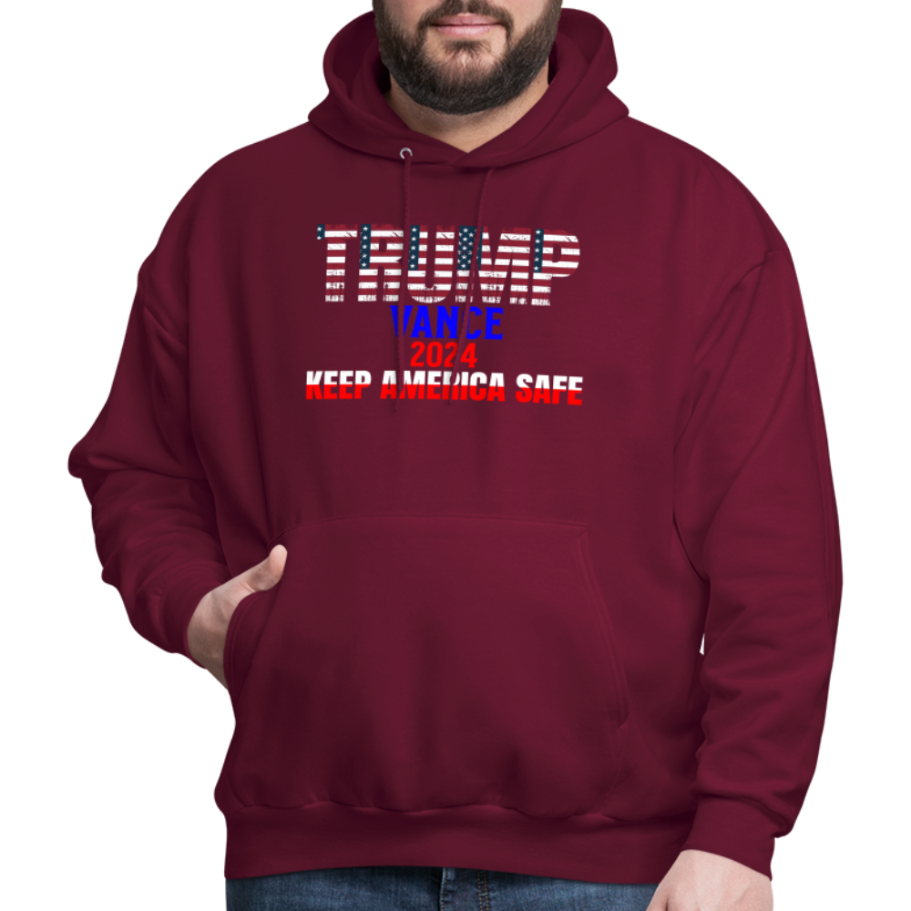 Men's Hoodie Trump Vance Hoodie Keep America Safe - burgundy