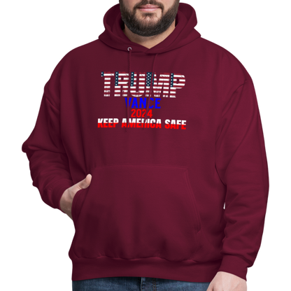 Men's Hoodie Trump Vance Hoodie Keep America Safe - burgundy