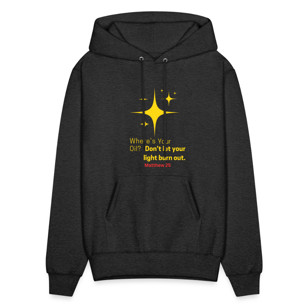 Men's Hoodie wheres your oil - charcoal grey