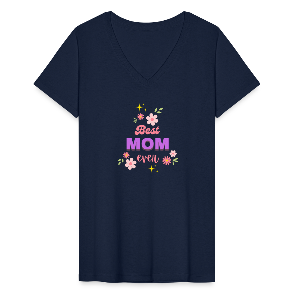 Women's V-Neck T-Shirt best mom ever - navy