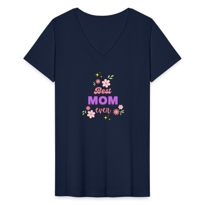 Women's V-Neck T-Shirt best mom ever - navy