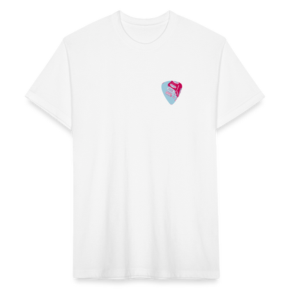 Fitted Cotton/Poly T-Shirt by Next Level guitar pick music shirt - white