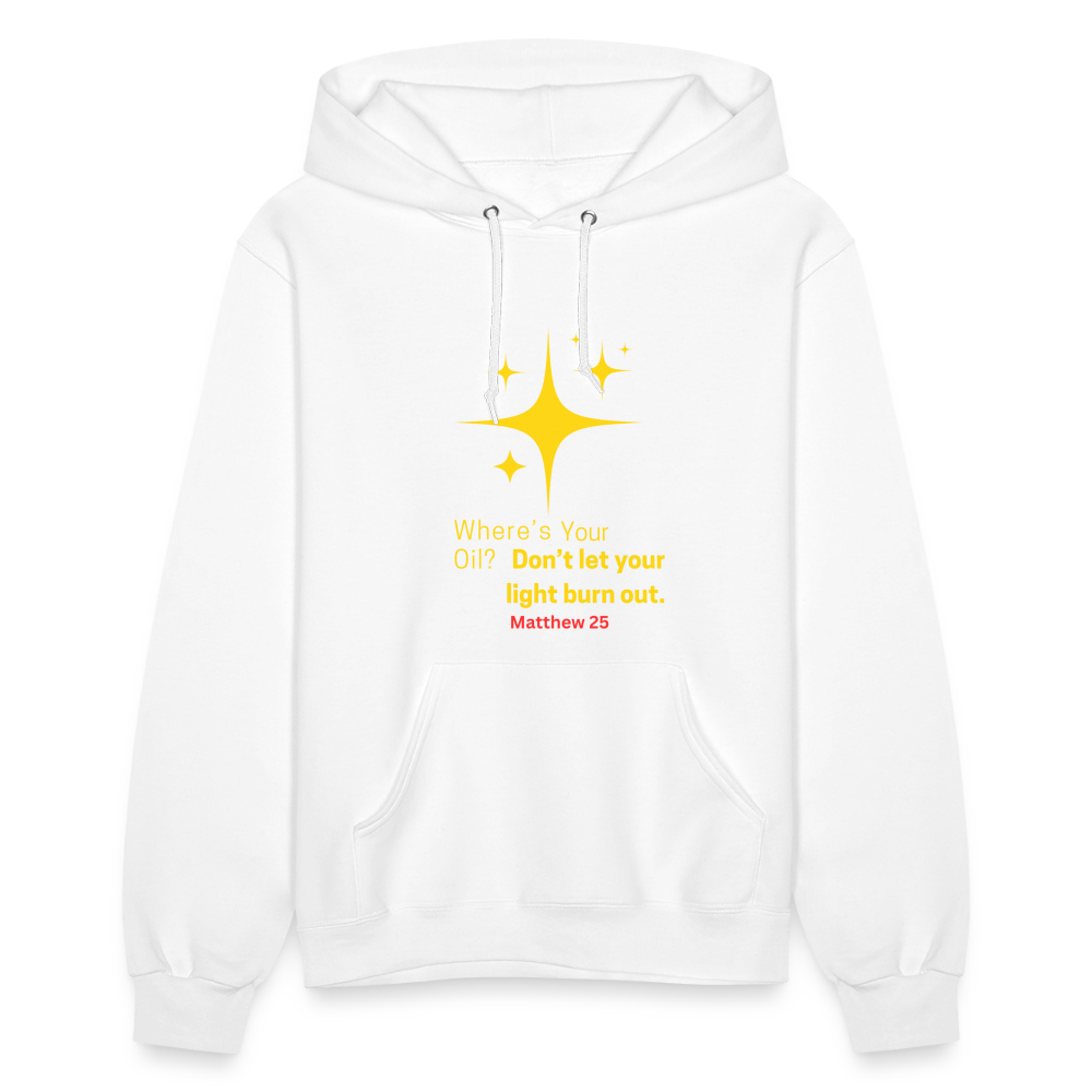 Women's Hoodie wheres your oil - white