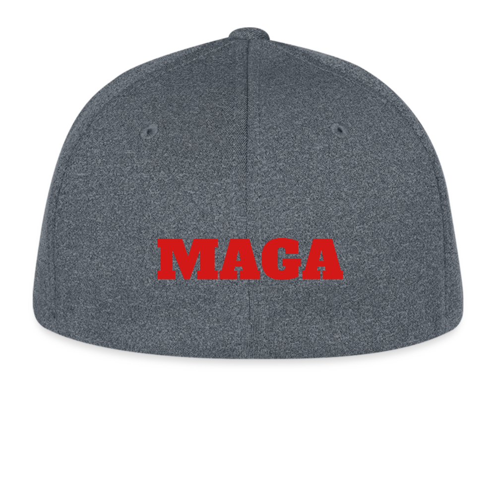 Flexfit Fitted Melange Baseball Cap Trump Hat Maga - dark heather gray