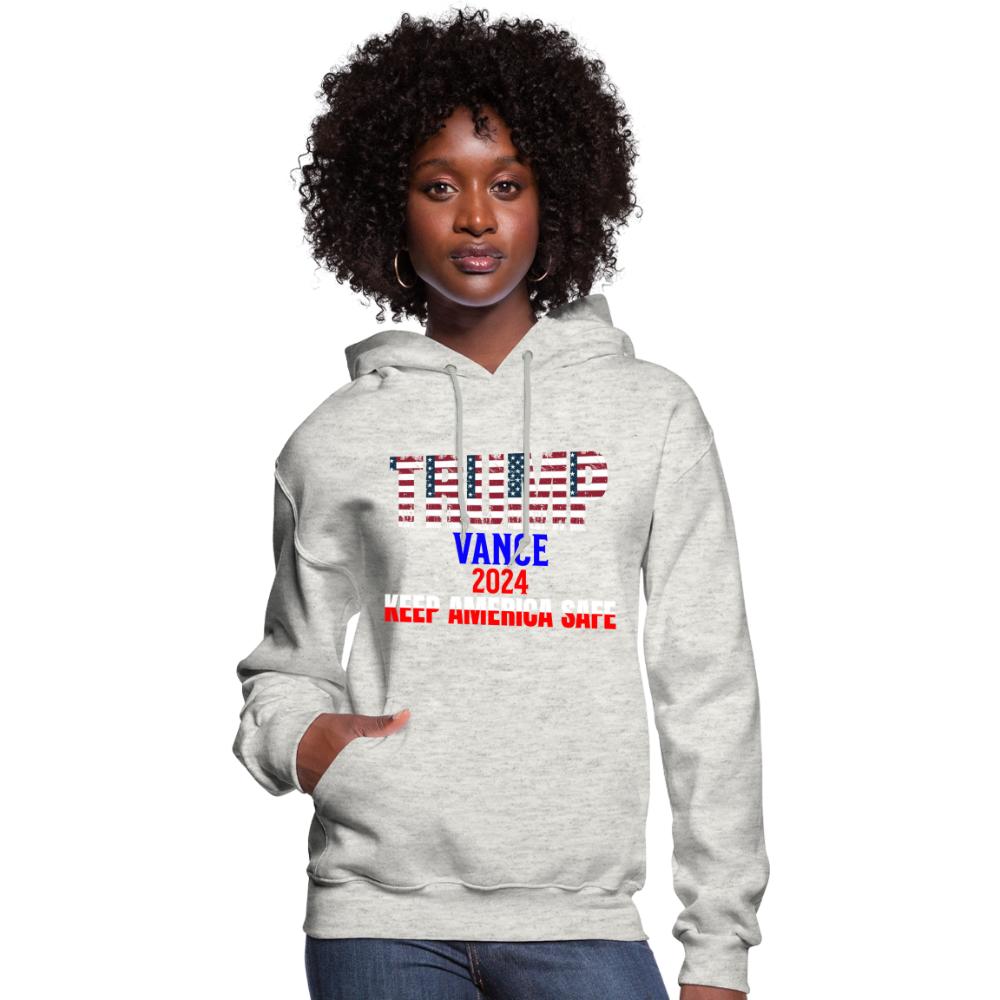 Women's Hoodie Trump Vance Hoodies Keep America safe - heather oatmeal