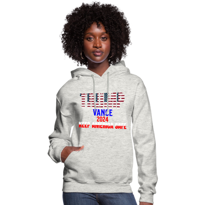 Women's Hoodie Trump Vance Hoodies Keep America safe - heather oatmeal