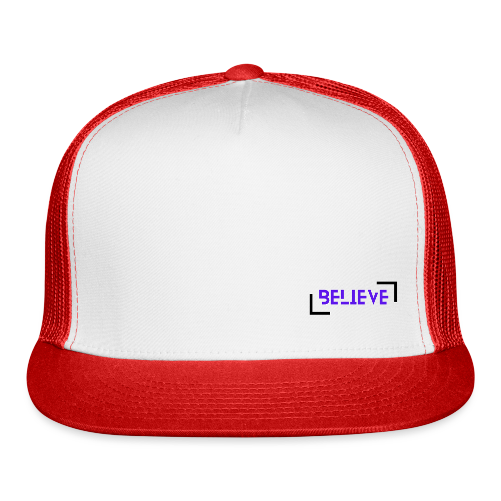 Trucker Cap casual, street, fishing, hunting hat - white/red