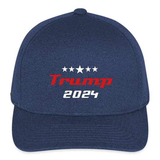 Flexfit Fitted Melange Baseball Cap Trump Hat Maga - heather navy