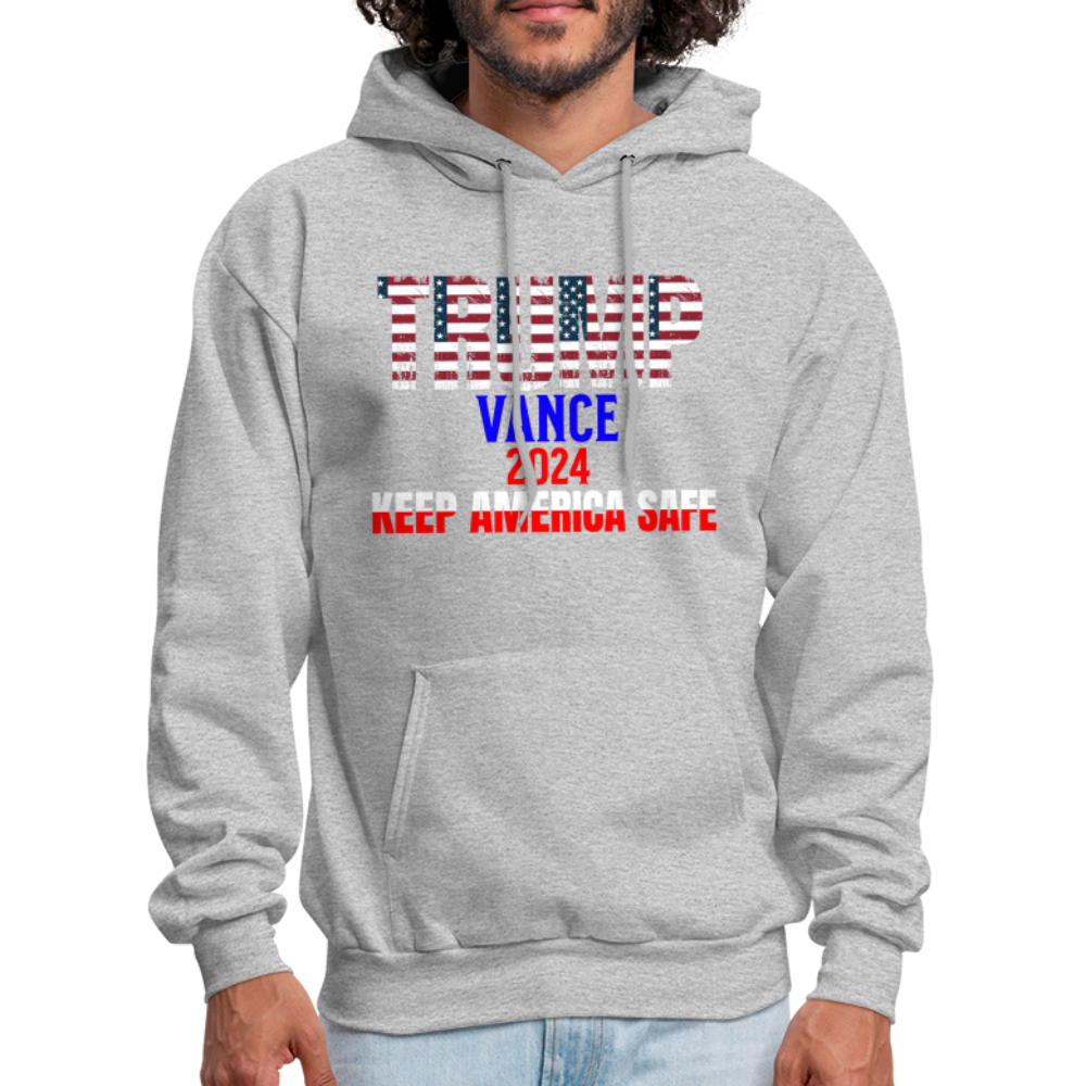 Men's Hoodie Trump Vance Hoodie Keep America Safe - heather gray