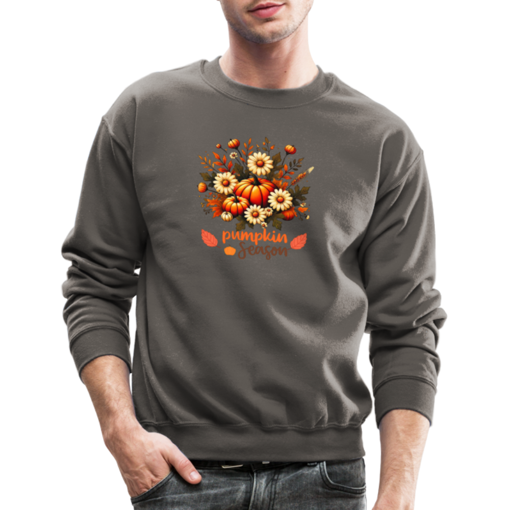 Crewneck Sweatshirt women pumpkin fall sweater - asphalt gray