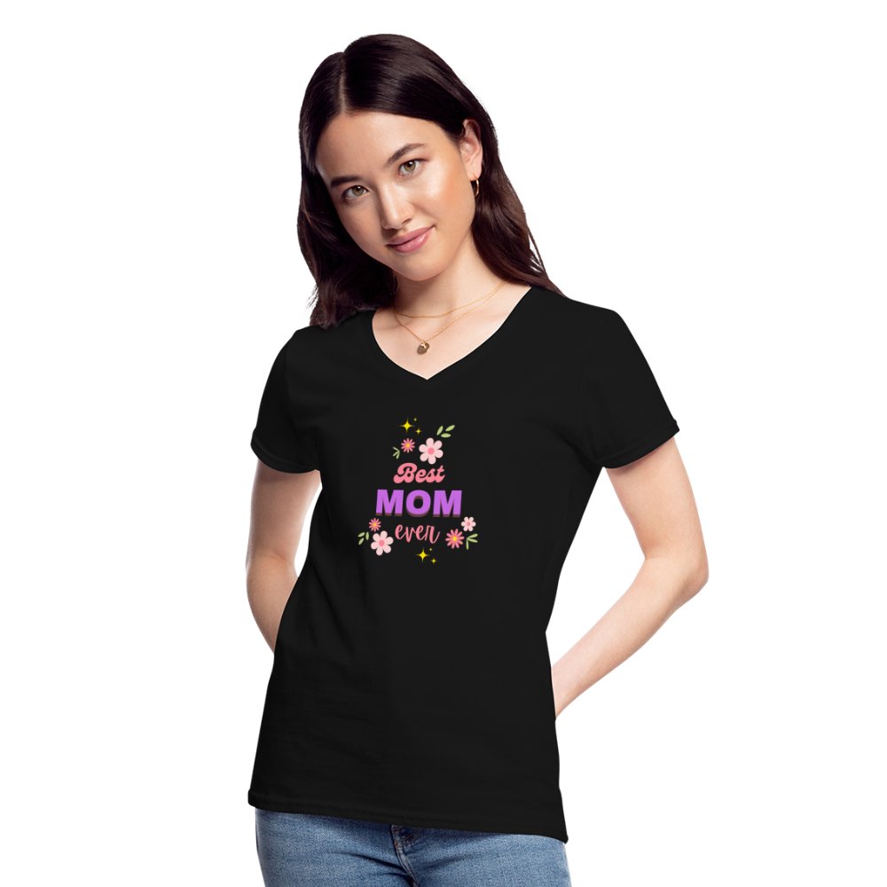 Women's V-Neck T-Shirt best mom ever - black