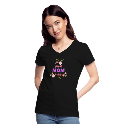 Women's V-Neck T-Shirt best mom ever - black