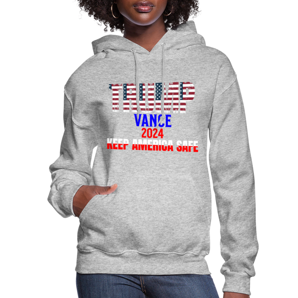 Women's Hoodie Trump Vance Hoodies Keep America safe - heather gray