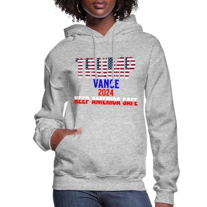 Women's Hoodie Trump Vance Hoodies Keep America safe - heather gray