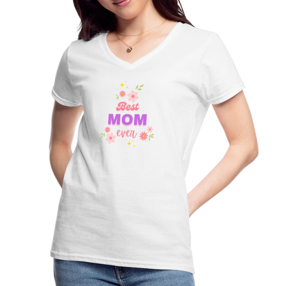 Women's V-Neck T-Shirt best mom ever - white