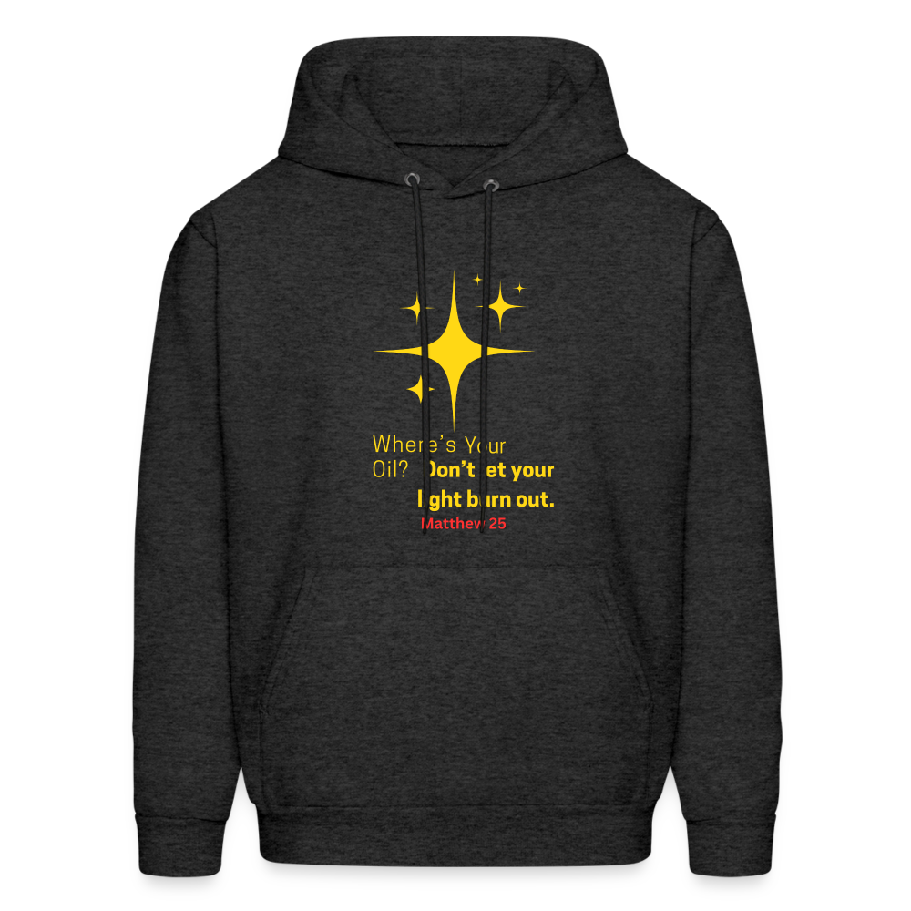 Men's Hoodie wheres your oil - charcoal grey