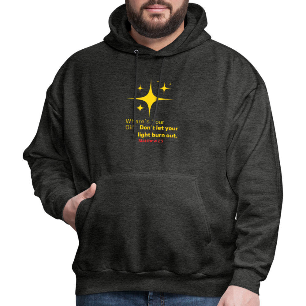 Men's Hoodie wheres your oil - charcoal grey