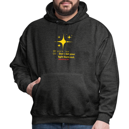 Men's Hoodie wheres your oil - charcoal grey