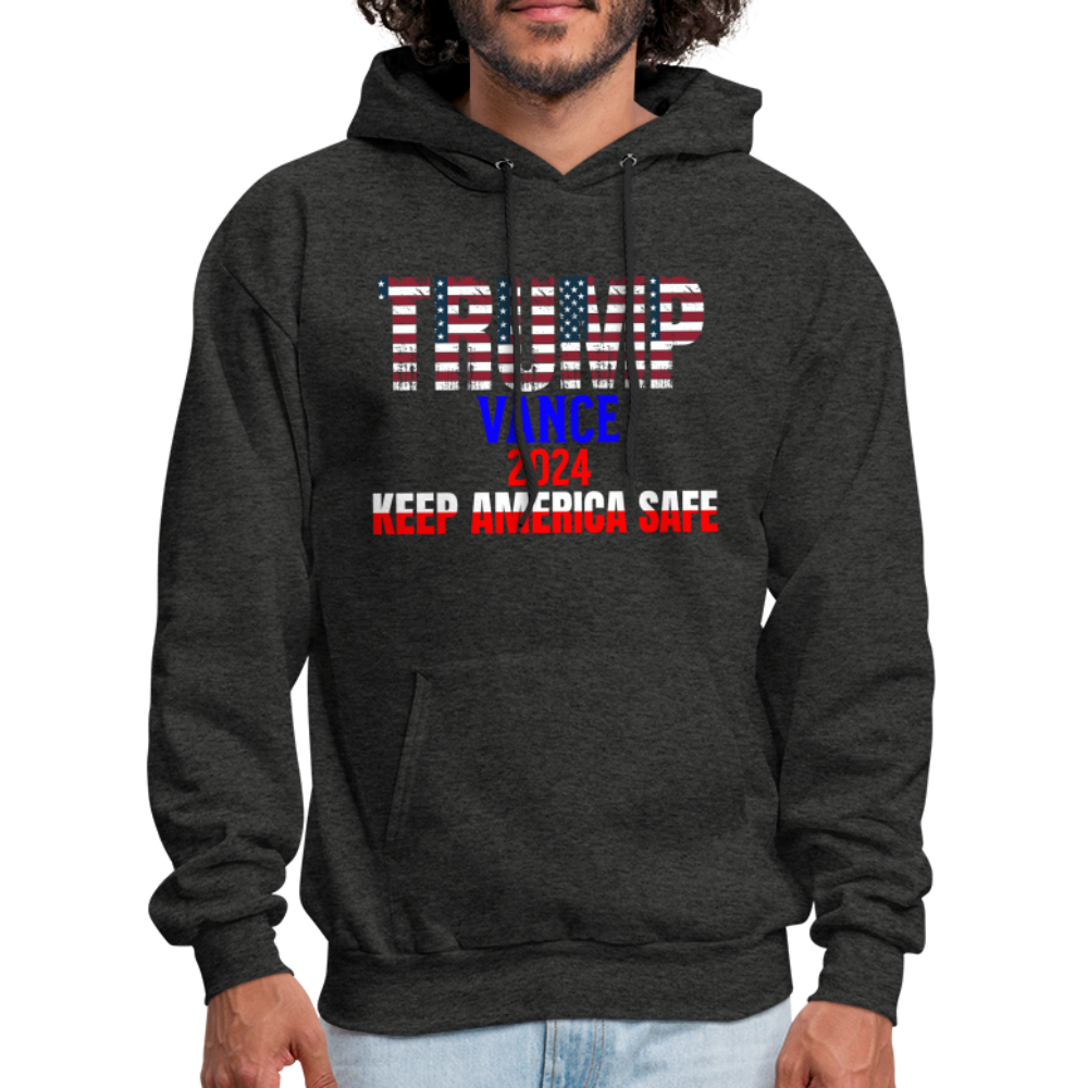 Men's Hoodie Trump Vance Hoodie Keep America Safe - charcoal grey