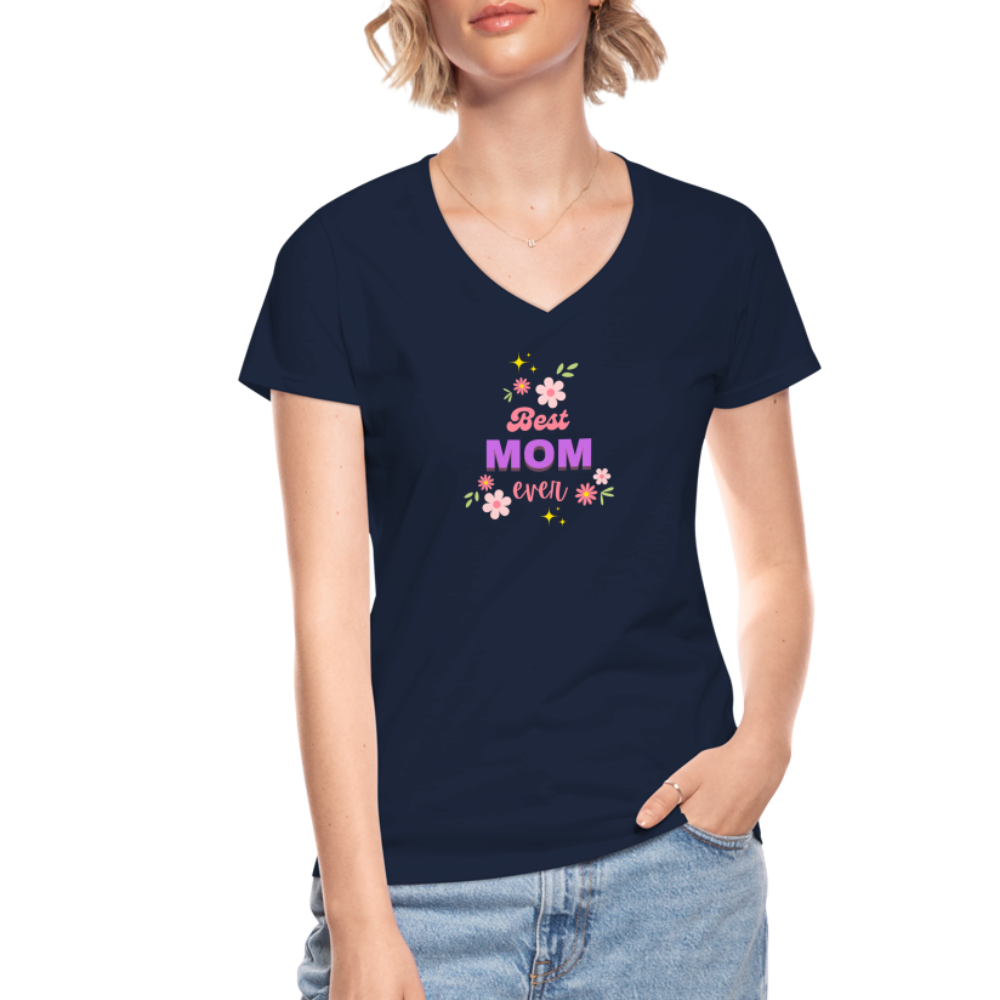 Women's V-Neck T-Shirt best mom ever - navy