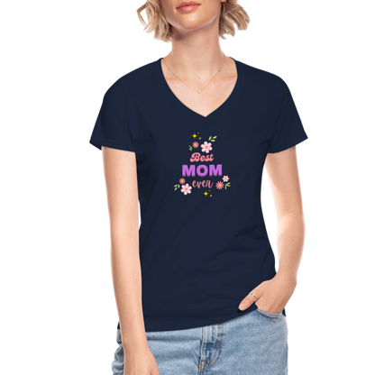 Women's V-Neck T-Shirt best mom ever - navy