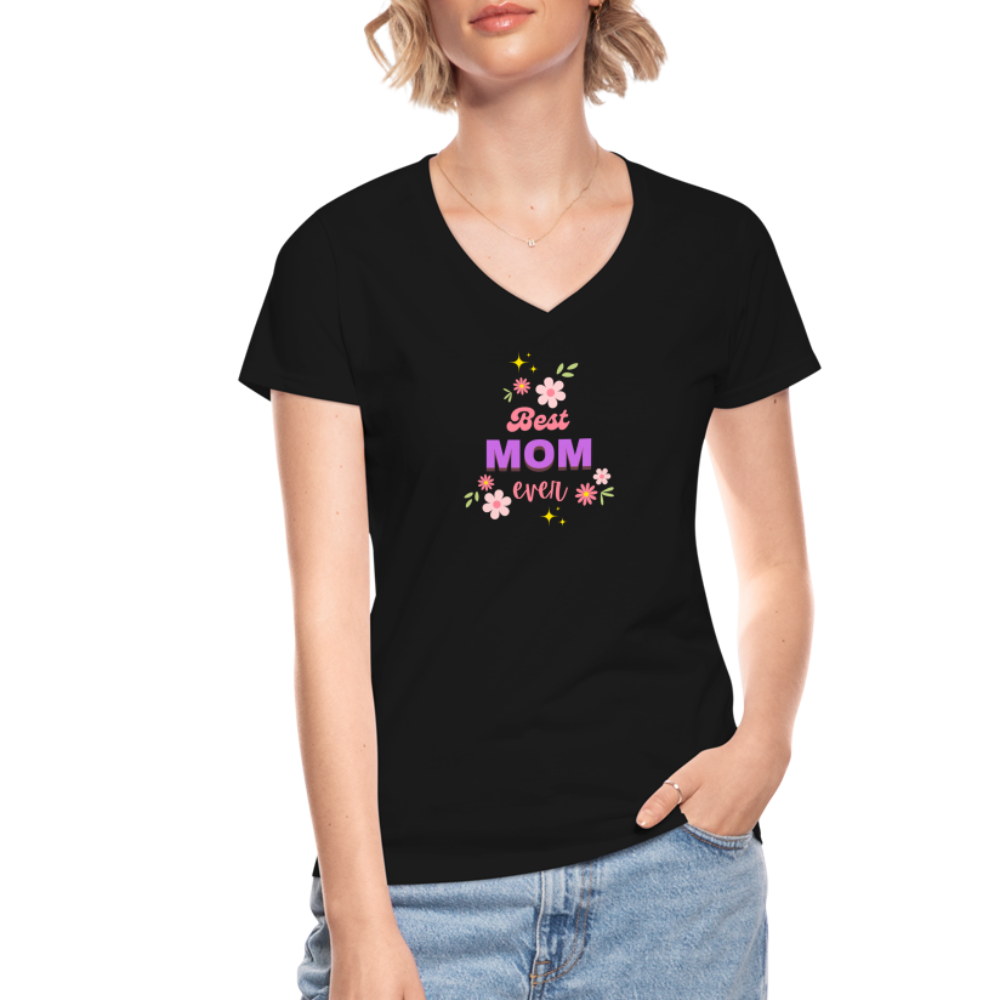 Women's V-Neck T-Shirt best mom ever - black