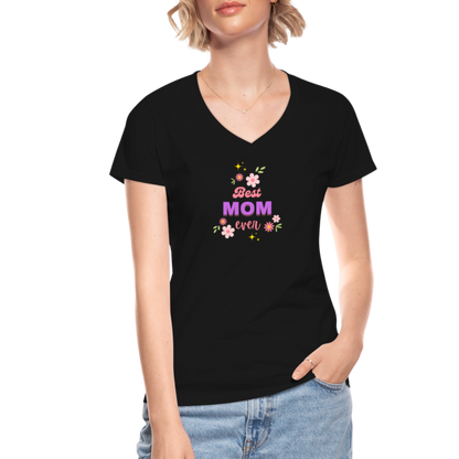 Women's V-Neck T-Shirt best mom ever - black