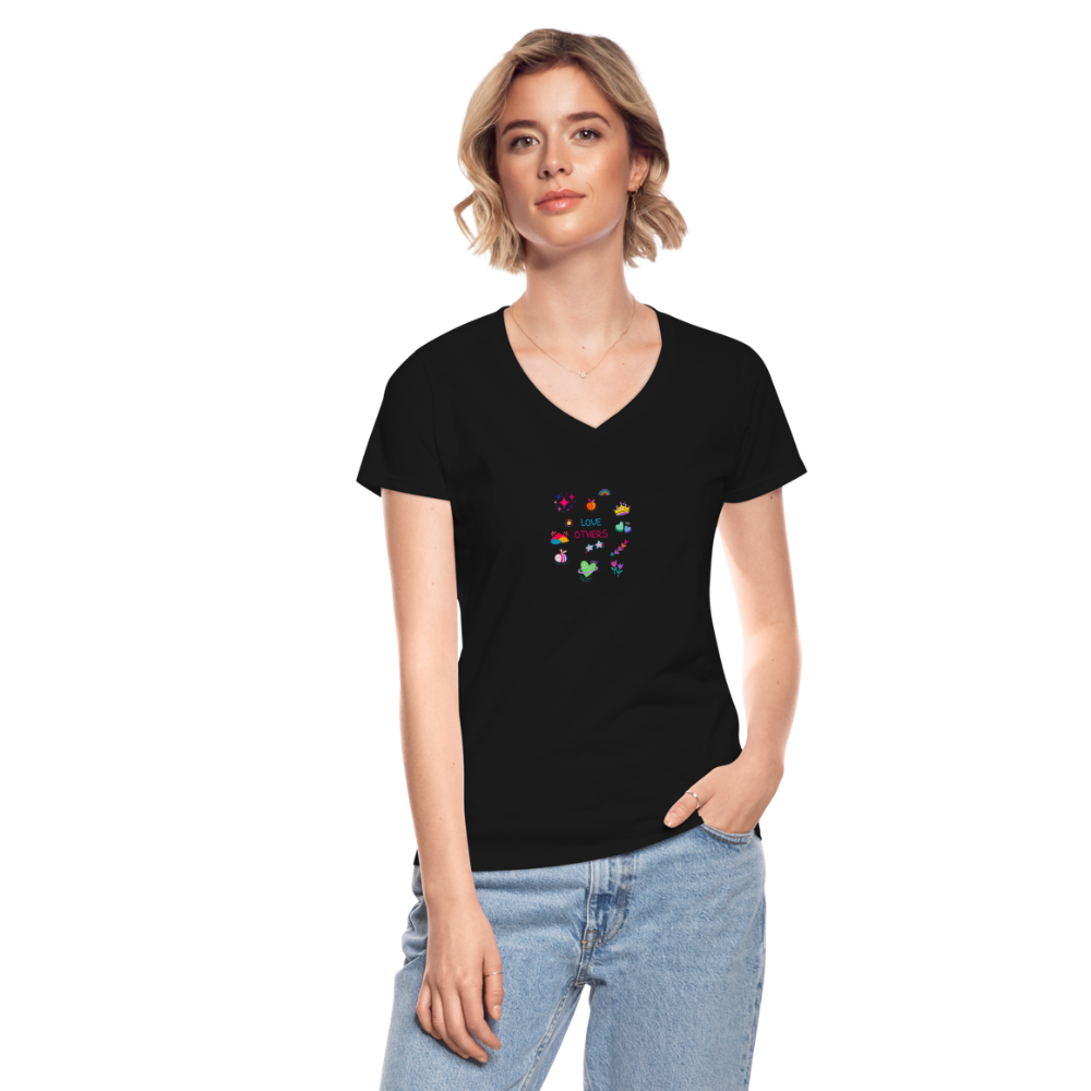 Women's V-Neck T-Shirt love others - black