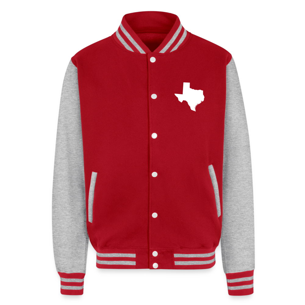 Just Hoods Heavyweight Letterman Jacket - red/heather grey