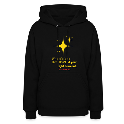 Women's Hoodie wheres your oil - black