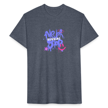 Fitted Cotton/Poly T-Shirt by Next Level never stop running - heather navy