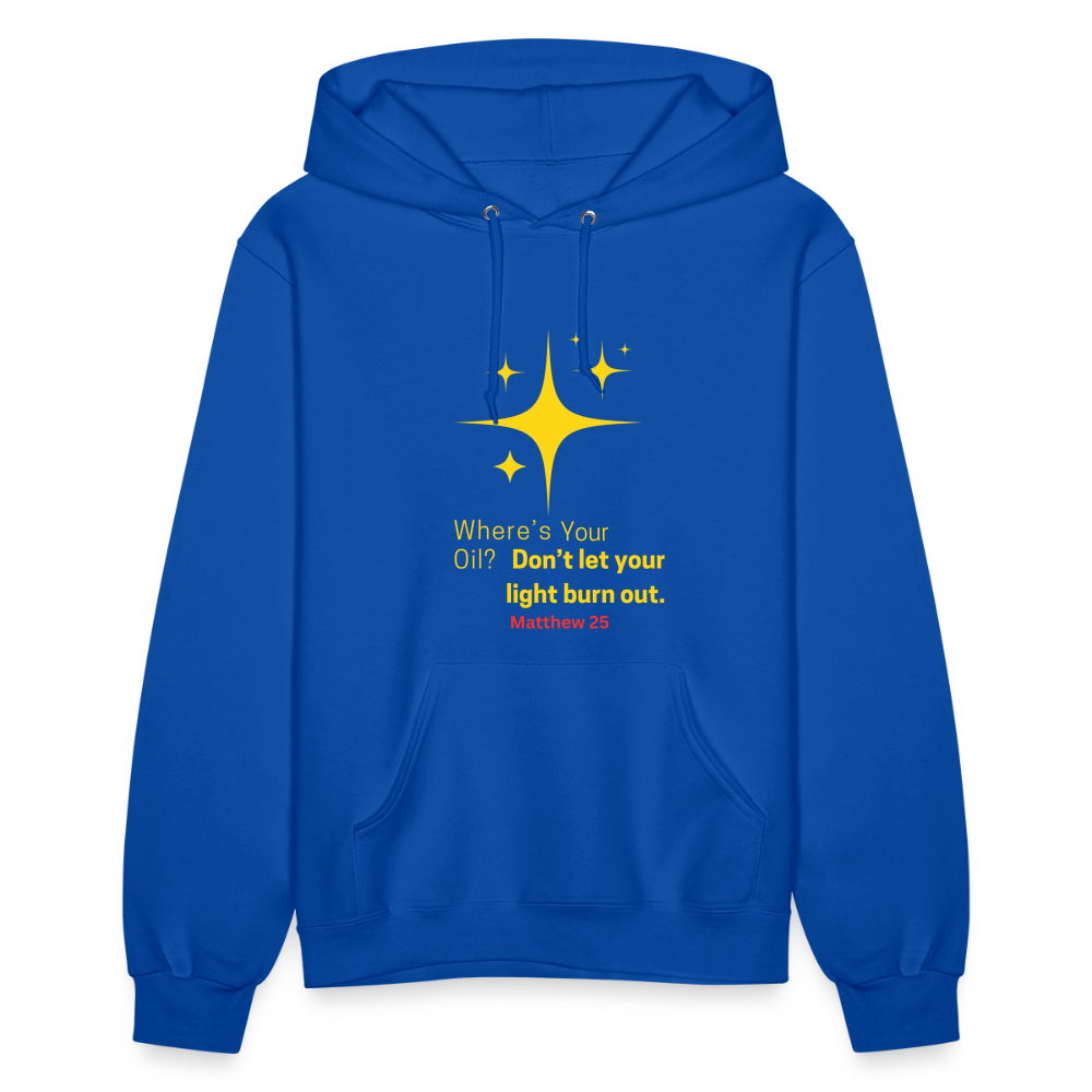 Women's Hoodie wheres your oil - royal blue