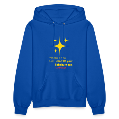 Women's Hoodie wheres your oil - royal blue