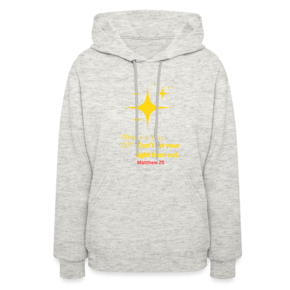 Women's Hoodie wheres your oil - heather oatmeal