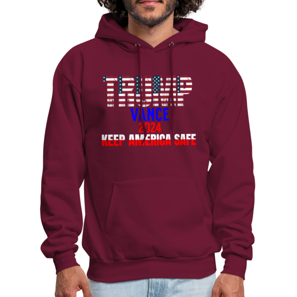 Men's Hoodie Trump Vance Hoodie Keep America Safe - burgundy