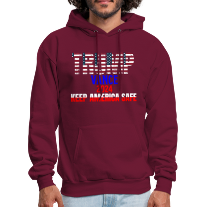 Men's Hoodie Trump Vance Hoodie Keep America Safe - burgundy