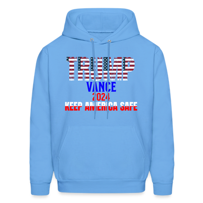 Men's Hoodie Trump Vance Hoodie Keep America Safe - carolina blue