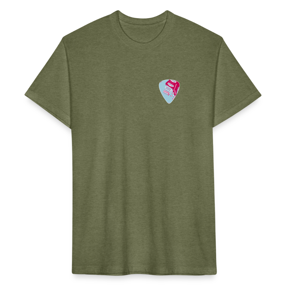 Fitted Cotton/Poly T-Shirt by Next Level guitar pick music shirt - heather military green