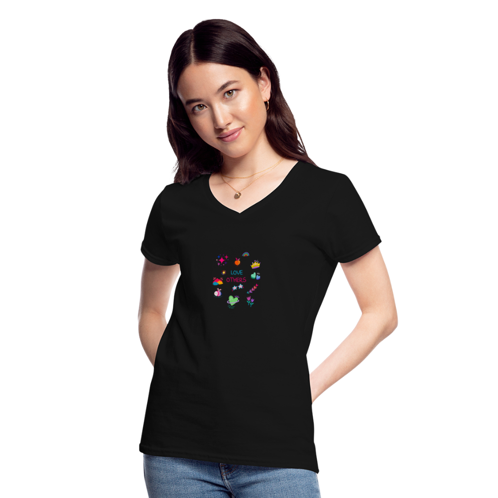 Women's V-Neck T-Shirt love others - black