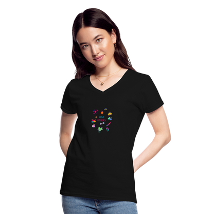 Women's V-Neck T-Shirt love others - black