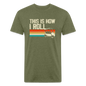 Fitted Cotton/Poly T-Shirt by Next Level this is how I roll Golfing - heather military green