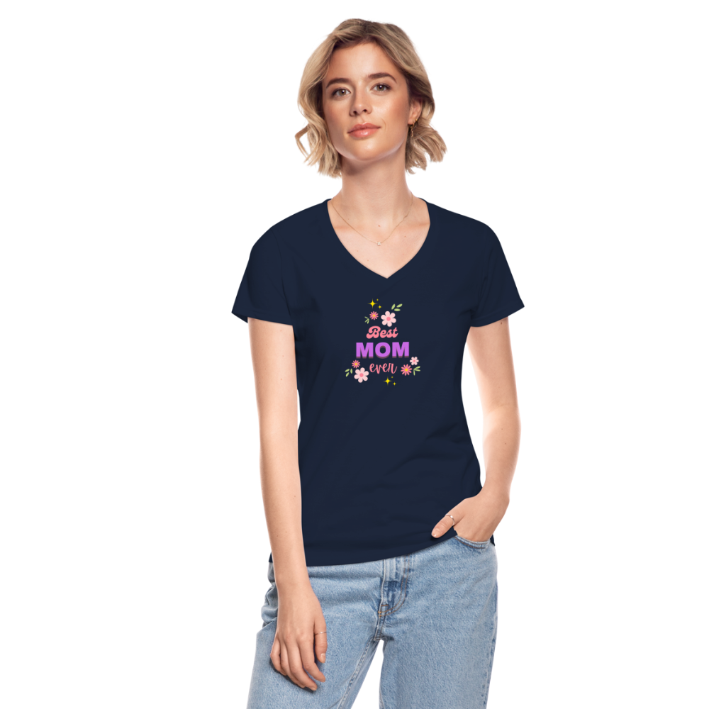 Women's V-Neck T-Shirt best mom ever - navy