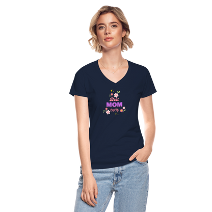 Women's V-Neck T-Shirt best mom ever - navy