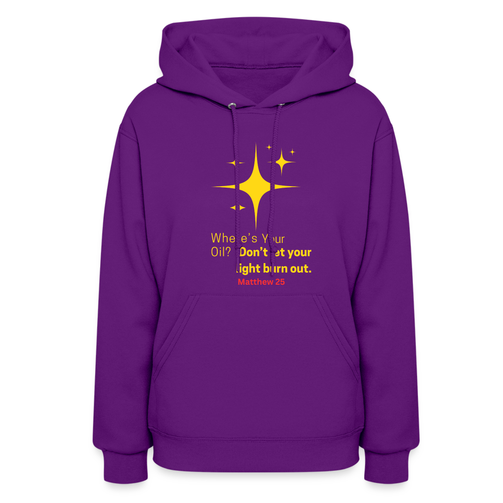 Women's Hoodie wheres your oil - purple