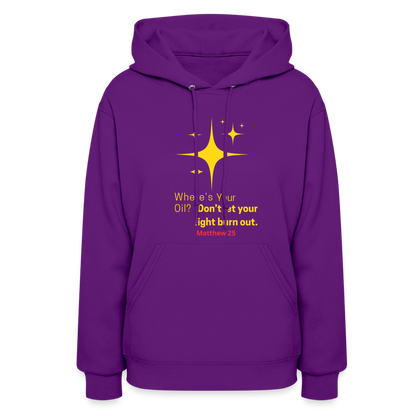 Women's Hoodie wheres your oil - purple