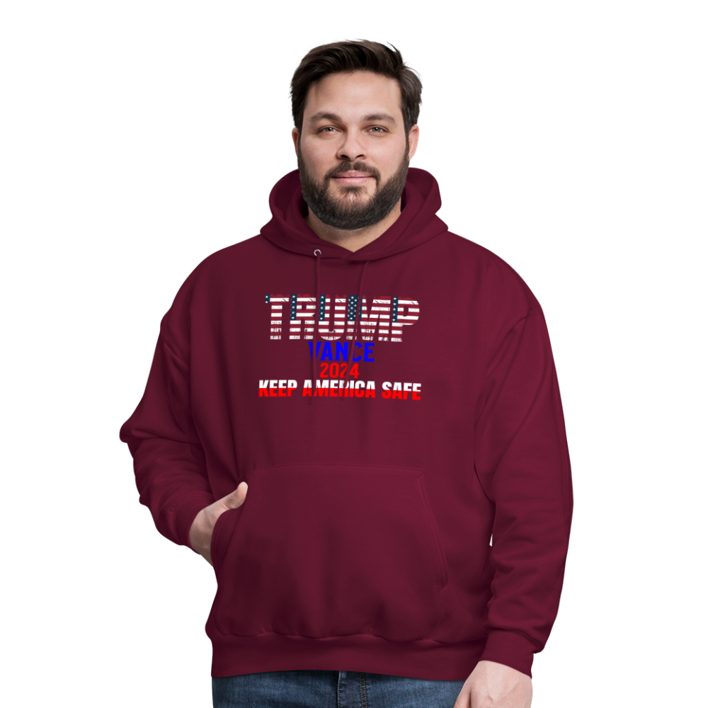 Men's Hoodie Trump Vance Hoodie Keep America Safe - burgundy