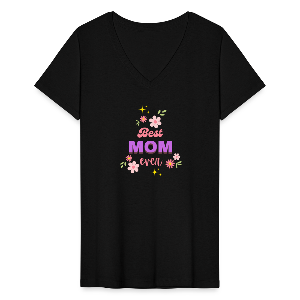 Women's V-Neck T-Shirt best mom ever - black