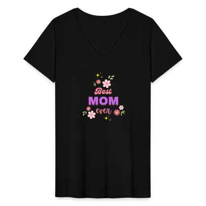 Women's V-Neck T-Shirt best mom ever - black