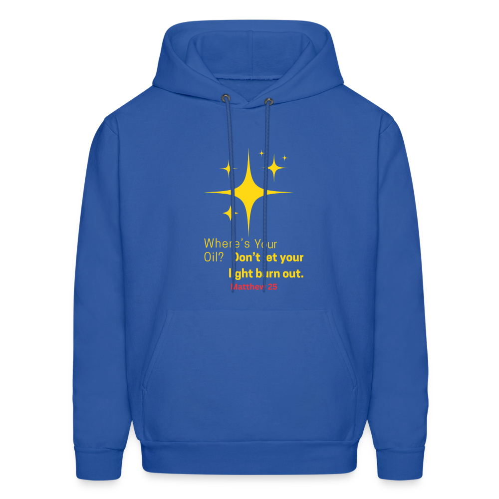 Men's Hoodie wheres your oil - royal blue